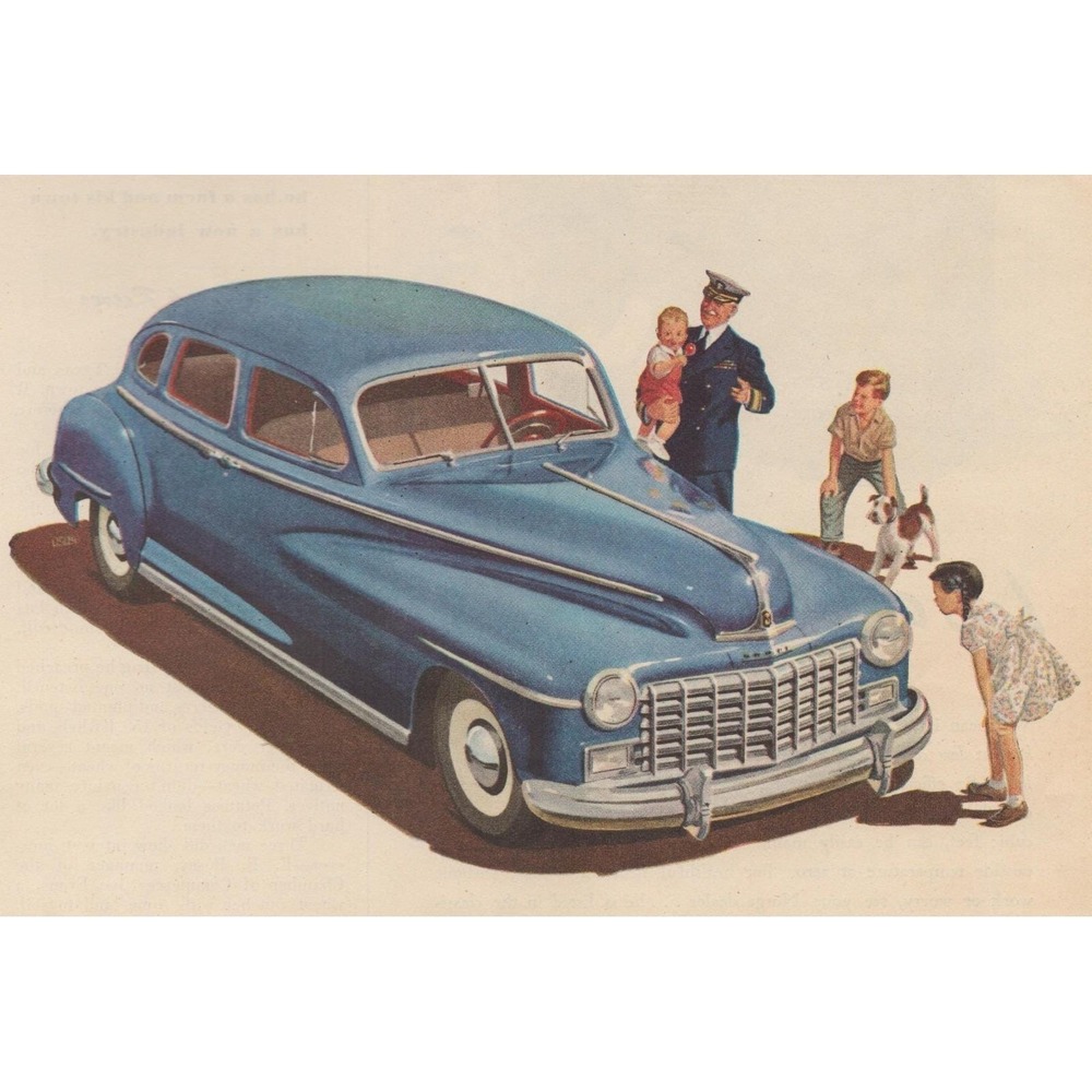 1947 Dodge Sedan Vintage Print Ad Retro Americana Mid Century Automobile Decor